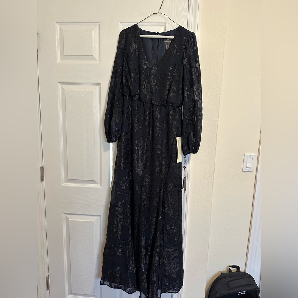Adrianna Papell Black Long Sleeve Dress